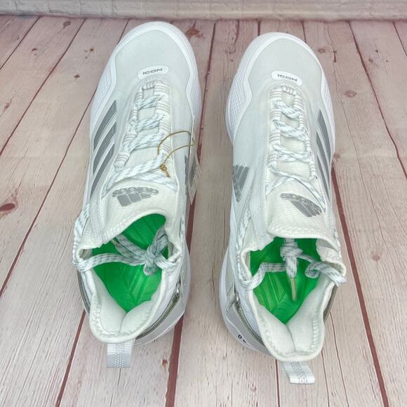 Adidas Icon 7 Boost White Silver Baseball Metal Cleats Mens Size 8 (S23847)